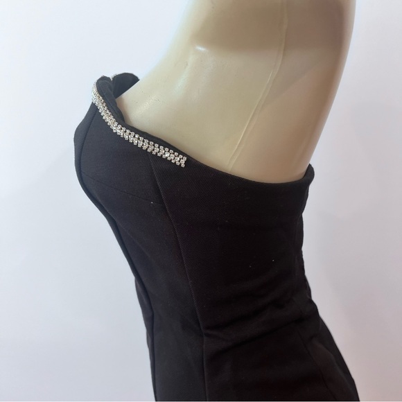 H&M Strapless Embellished Dress Sz S Small Black Fit Flare Cocktail HM H M - Picture 4 of 8